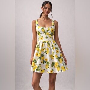 Nadine Milano Lemon Floral Mini Dress Made in Italy Small